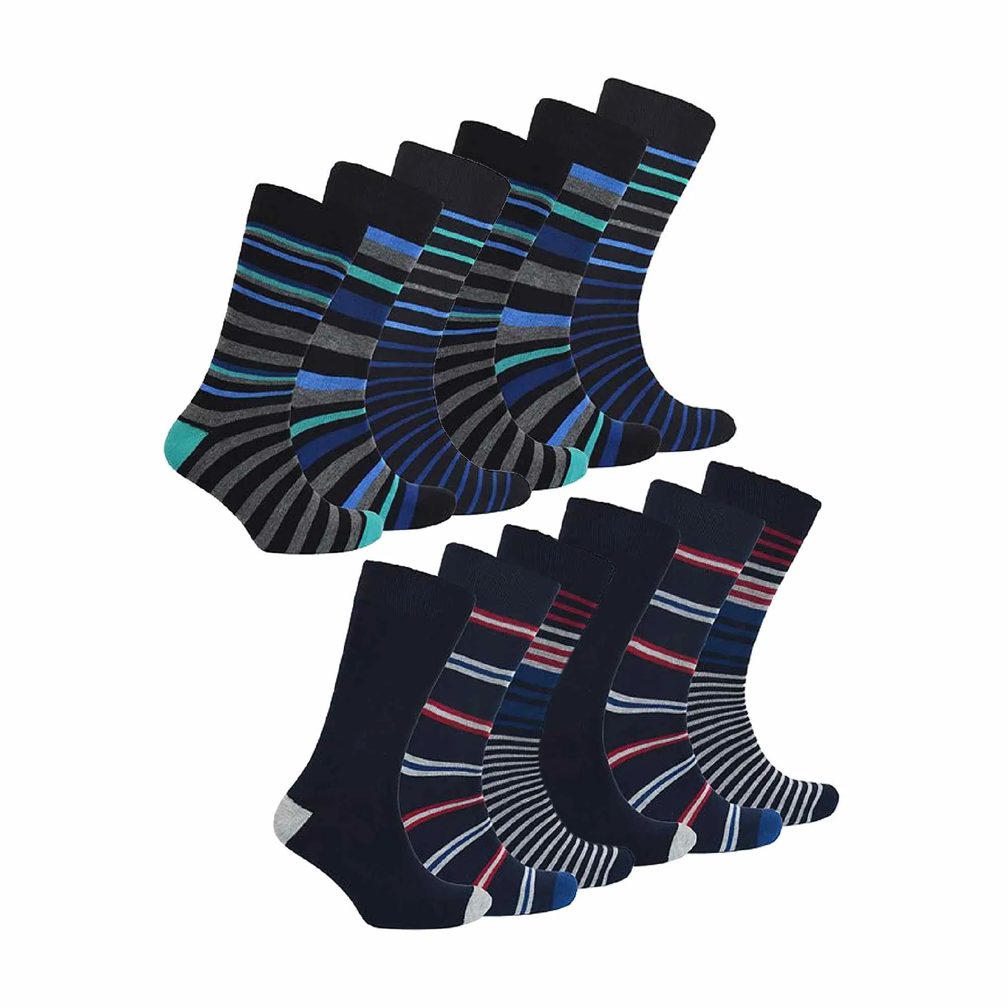 12 Pack Mens Multicolor Soft Breathable Bamboo Crew Socks
