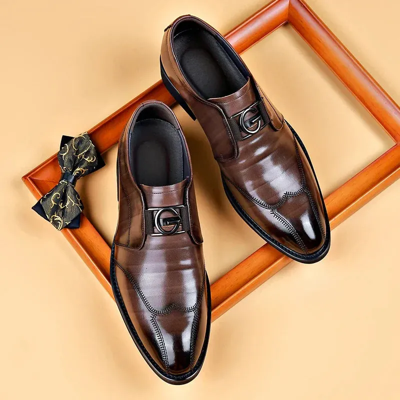 2023 New Men's Leather Casual Pointed Toe Shoes Sports Shoes