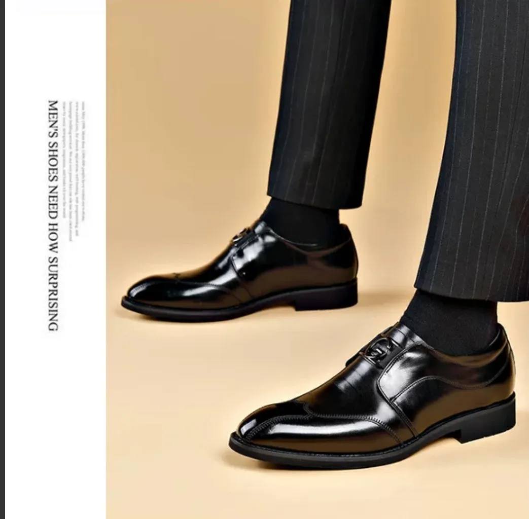 2023 New Men's Leather Casual Pointed Toe Shoes Sports Shoes