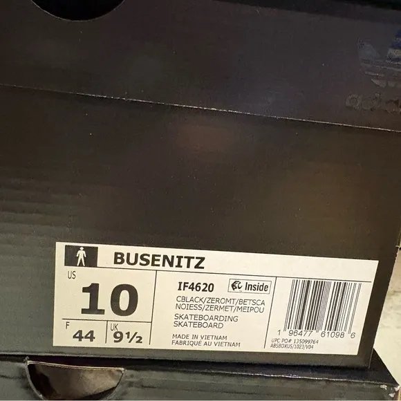 adidas Originals Busenitz Shoes IF4620 Core Black Metalic Scarlet Men’s Sz