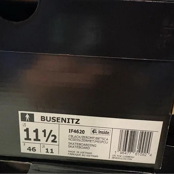 adidas Originals Busenitz Shoes IF4620 Core Black Metalic Scarlet Men’s Sz