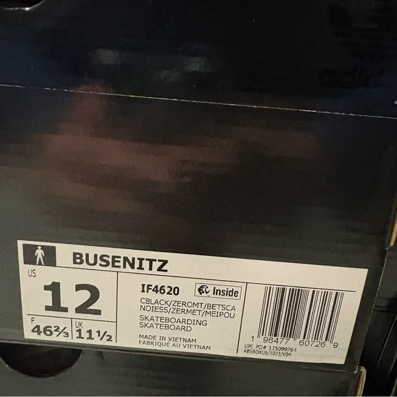 adidas Originals Busenitz Shoes IF4620 Core Black Metalic Scarlet Men’s Sz
