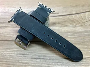 Apple Watch 44mm 40mm 42mm 38mm, Apple Watch Band for Series 5, Space Gray, Stainless Steel Silver watch case, Vintage Black Leather - Discount