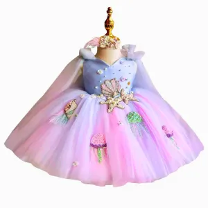 “Ariel” Mermaid Princess Beaded Girl’s Birthday Dress