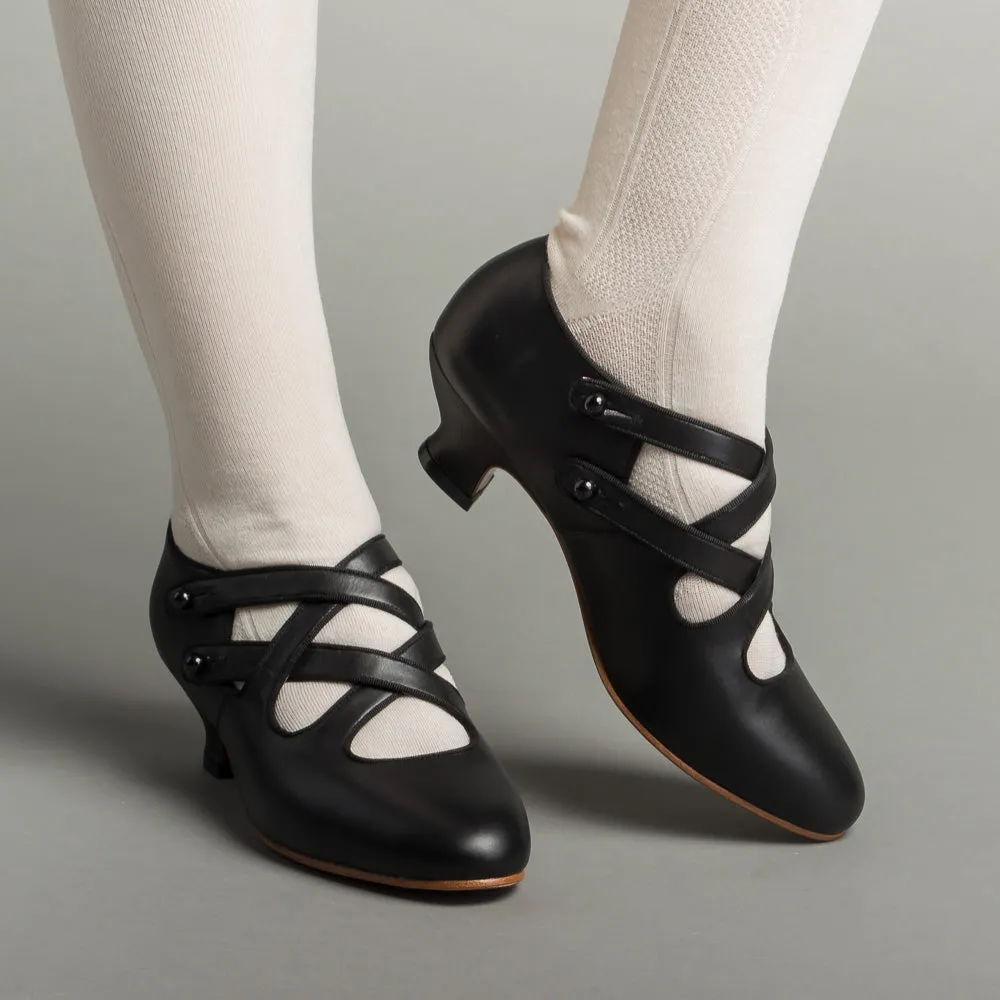 Astoria Edwardian Leather Shoes (Black)