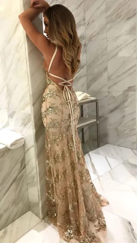 Backless Sexy Prom Dresses V Neckline Evening Dresses Spaghetti Straps Grey, Red & Purple 3 Colors