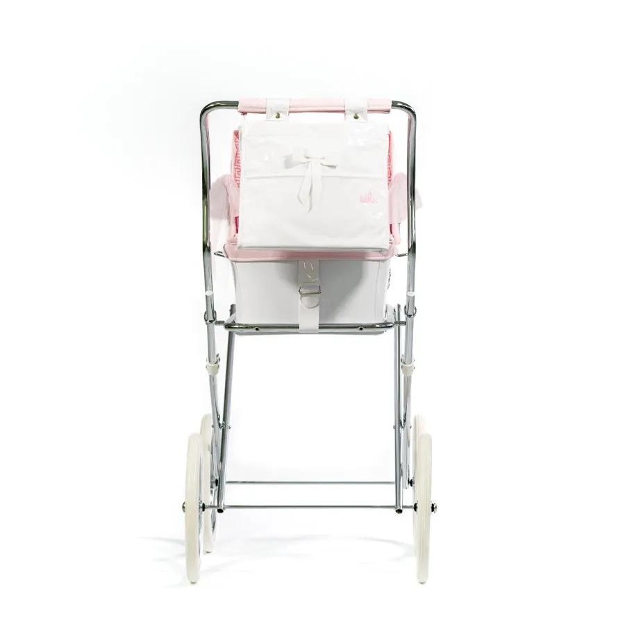 Bebelux Donosti White and Pink Spanish Dolls Pram & Bag 2463-R
