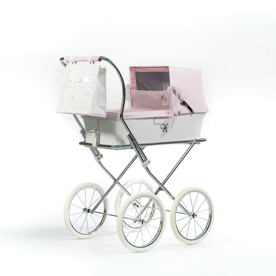 Bebelux Donosti White and Pink Spanish Dolls Pram & Bag 2463-R