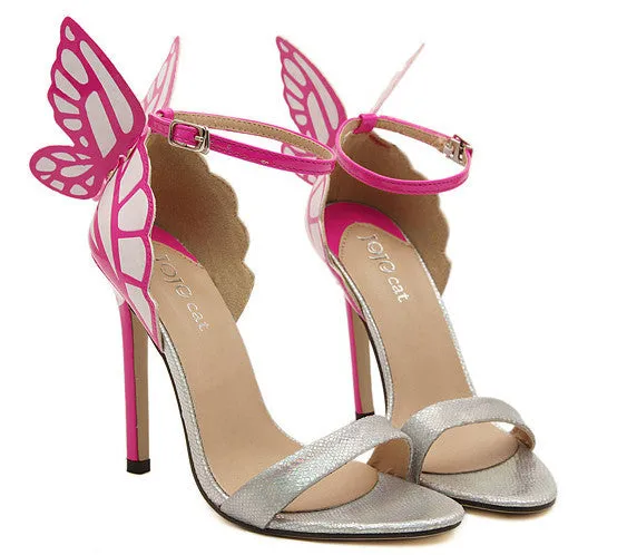 Big Size Thin High Heels Women Pumps 8/11cm ,Butterfly Heels Sandals,Sexy Wedding Shoes Party yellow purple black