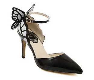Big Size Thin High Heels Women Pumps 8/11cm ,Butterfly Heels Sandals,Sexy Wedding Shoes Party yellow purple black