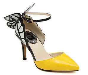 Big Size Thin High Heels Women Pumps 8/11cm ,Butterfly Heels Sandals,Sexy Wedding Shoes Party yellow purple black
