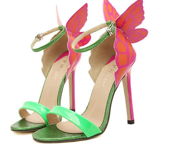 Big Size Thin High Heels Women Pumps 8/11cm ,Butterfly Heels Sandals,Sexy Wedding Shoes Party yellow purple black