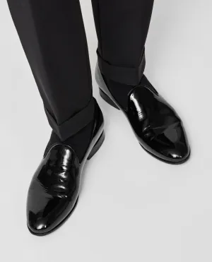 Black Patent Calf Blake Tuxedo Plain Tip Loafers