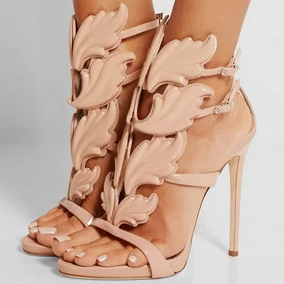 Black Pink Metallic Winged Gladiator Women Sandals High Heels Brand Sandals Summer Shoes Woman Sandalias Ladies Shoes Pumps