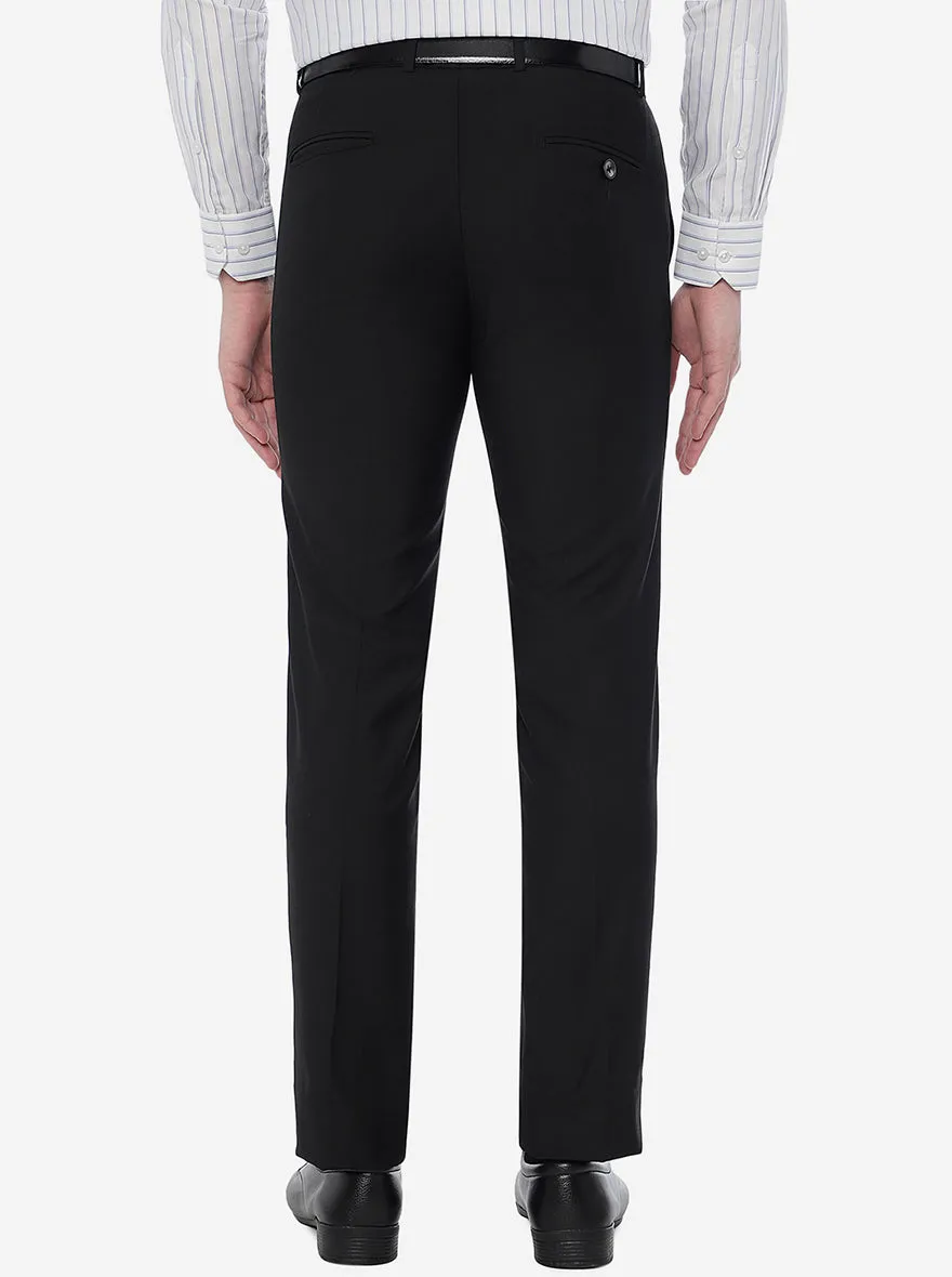 Black Solid Slim Fit Formal Trouser | Greenfibre