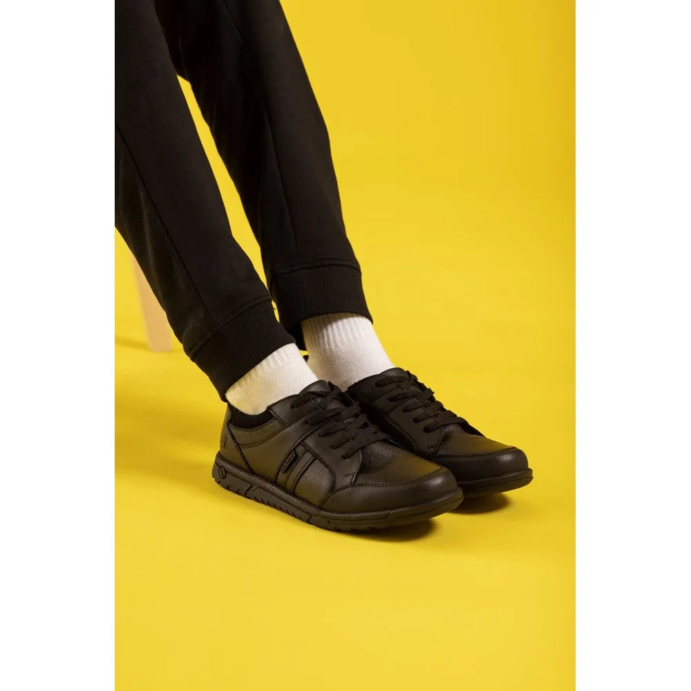 Black Steven Senior School Shoes