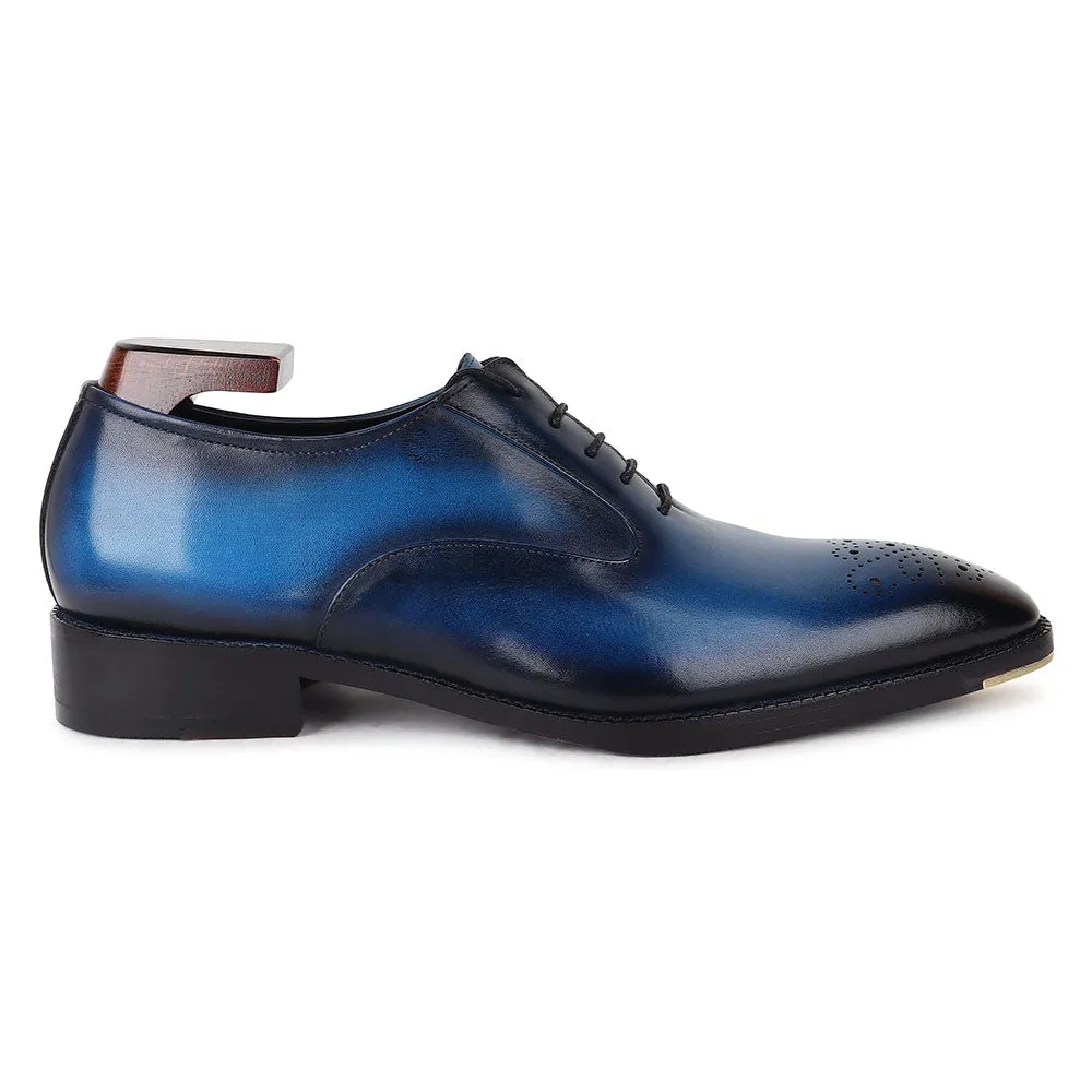 Blue Miror Glossed Patina Modern Oxford   Metal Toe Plate