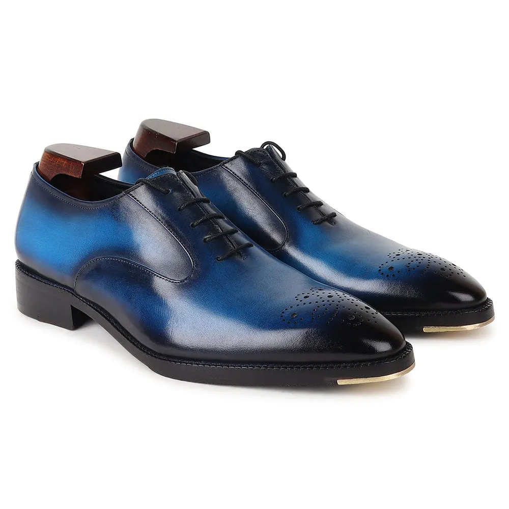 Blue Miror Glossed Patina Modern Oxford   Metal Toe Plate