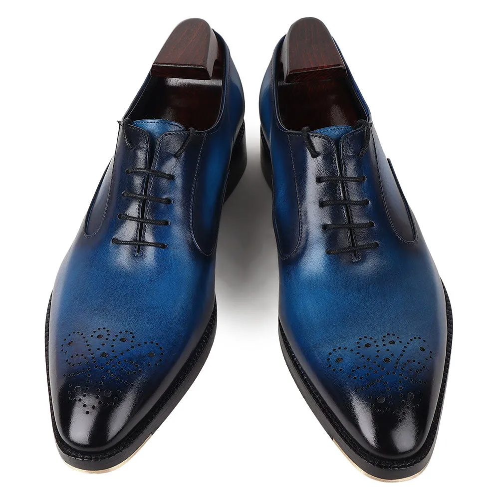 Blue Miror Glossed Patina Modern Oxford   Metal Toe Plate