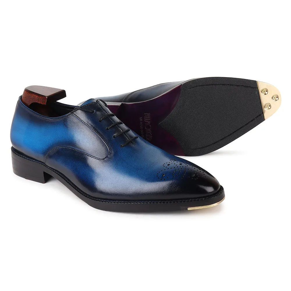 Blue Miror Glossed Patina Modern Oxford   Metal Toe Plate