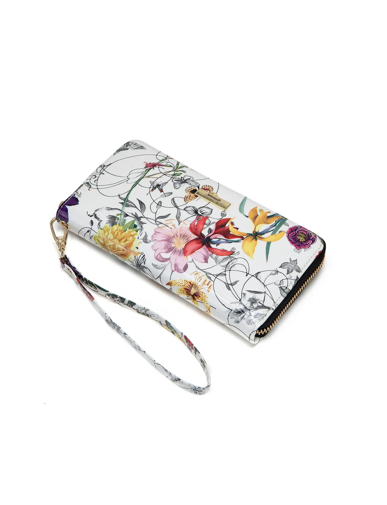 BOTANICS ZIP AROUND  PATENT LEATHER WALLET WITH RFID- WSH4716