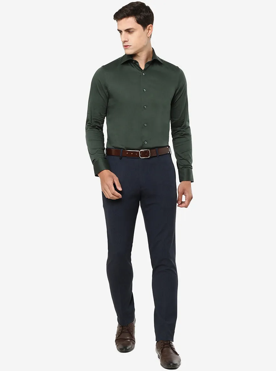 Bottle Green Solid Slim Fit Party Wear Shirt | Wyre