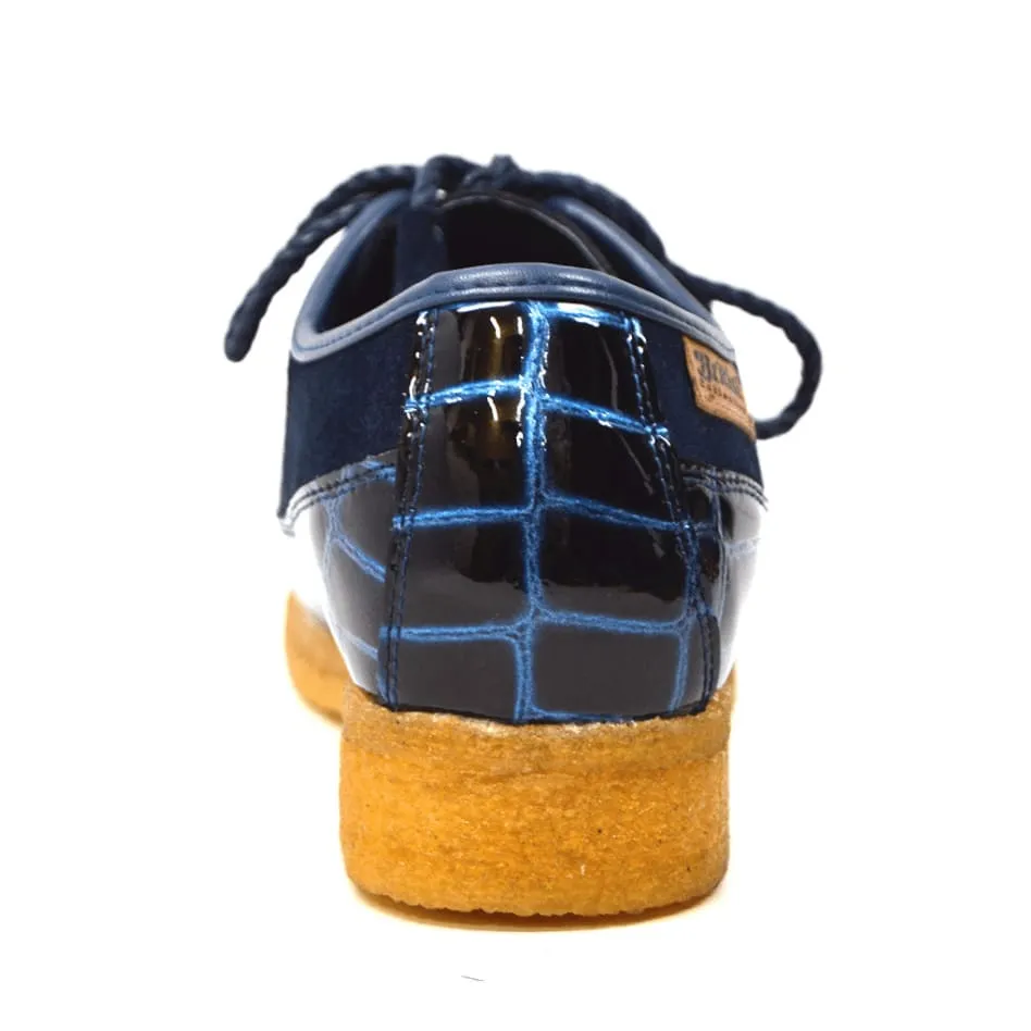 British Walkers Crown Croc Men's Crocodile Leather and Suede Crepe Soled Lace up Shoes