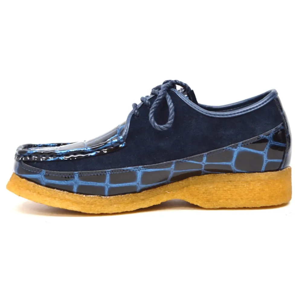 British Walkers Crown Croc Men's Crocodile Leather and Suede Crepe Soled Lace up Shoes