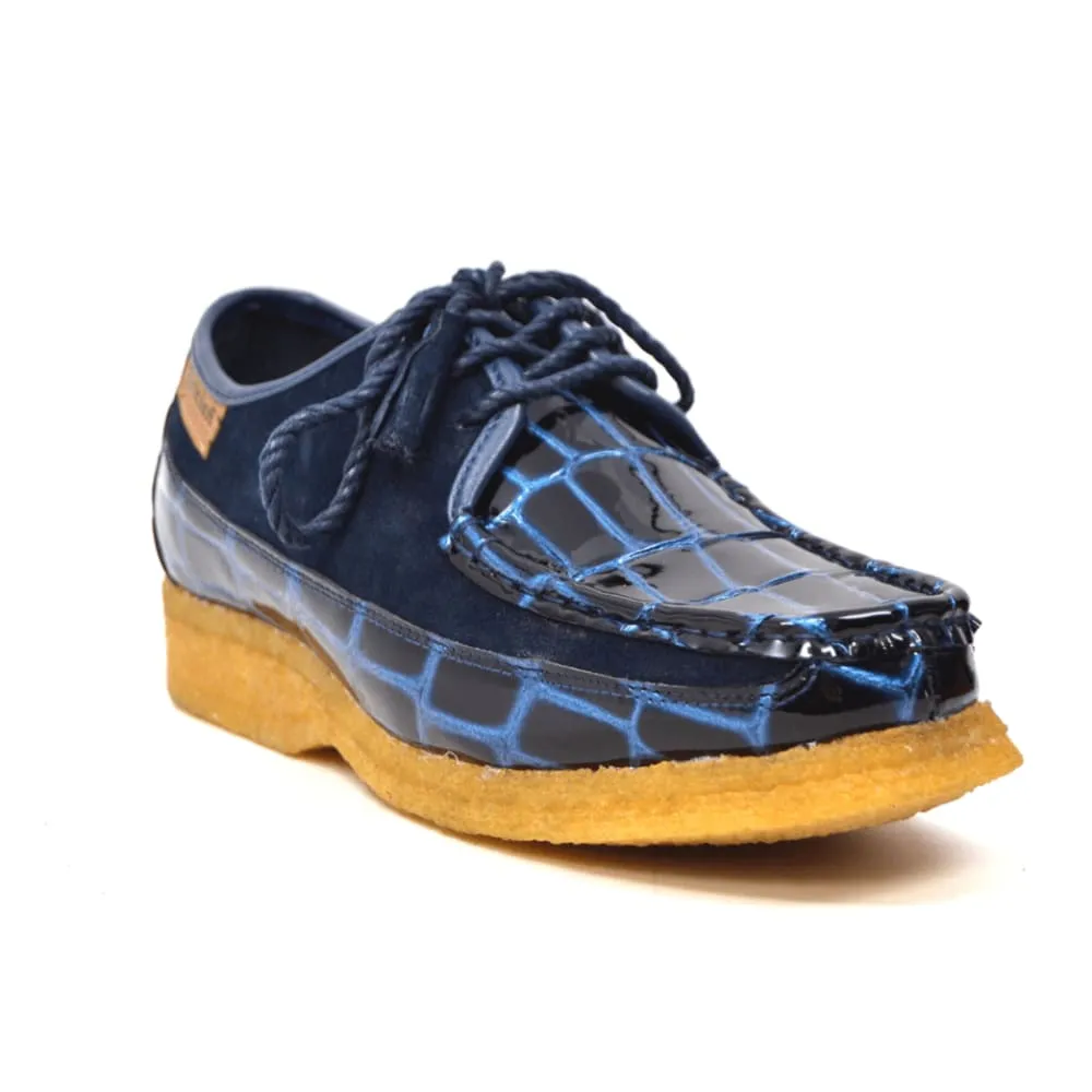 British Walkers Crown Croc Men's Crocodile Leather and Suede Crepe Soled Lace up Shoes