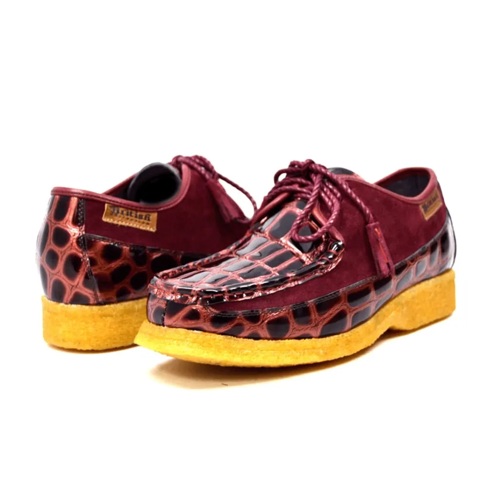 British Walkers Crown Croc Men's Crocodile Leather and Suede Crepe Soled Lace up Shoes