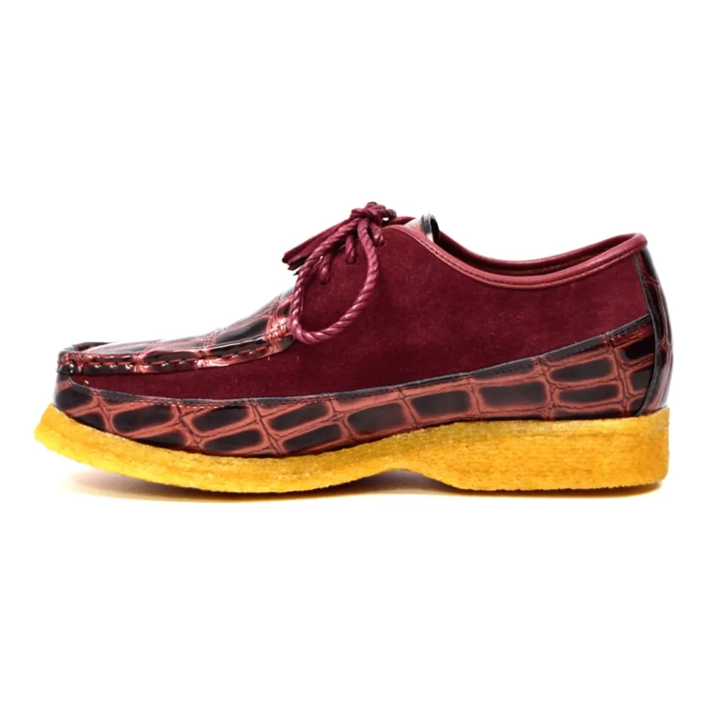 British Walkers Crown Croc Men's Crocodile Leather and Suede Crepe Soled Lace up Shoes