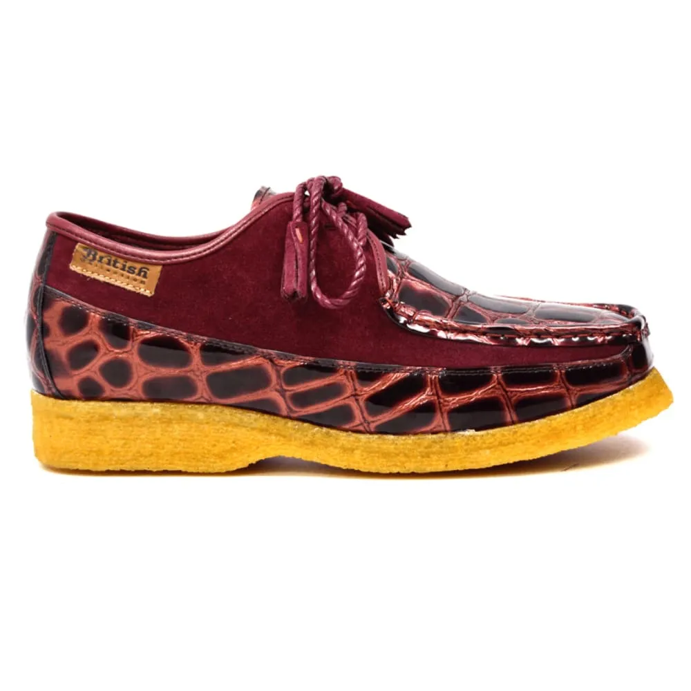 British Walkers Crown Croc Men's Crocodile Leather and Suede Crepe Soled Lace up Shoes