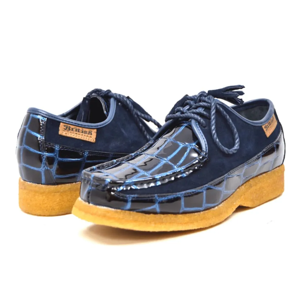British Walkers Crown Croc Men's Crocodile Leather and Suede Crepe Soled Lace up Shoes