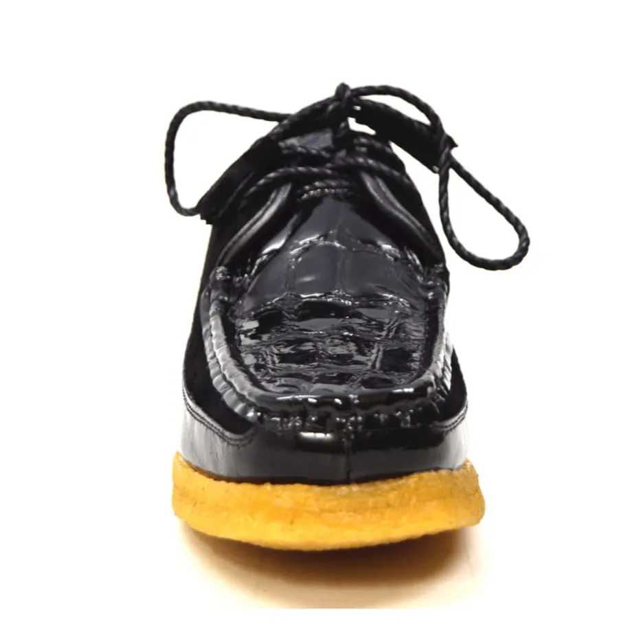 British Walkers Crown Croc Men's Crocodile Leather and Suede Crepe Soled Lace up Shoes