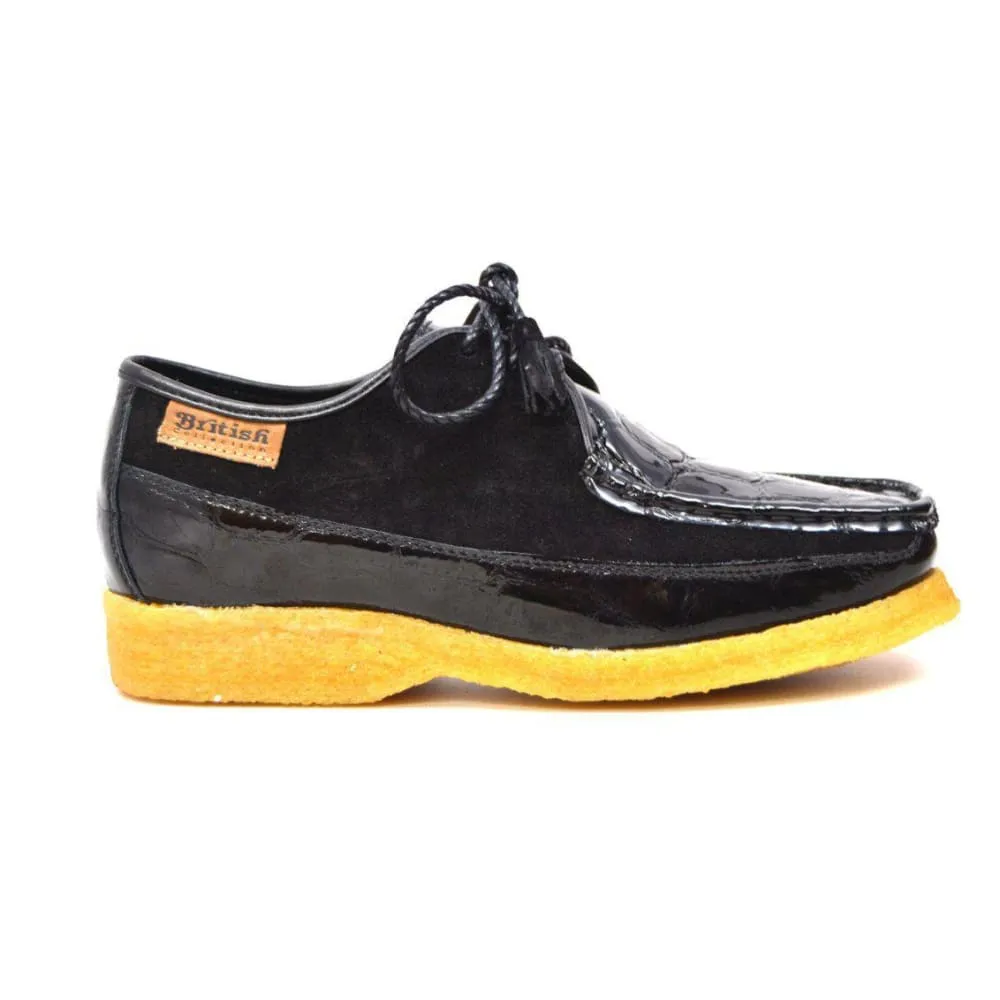 British Walkers Crown Croc Men's Crocodile Leather and Suede Crepe Soled Lace up Shoes