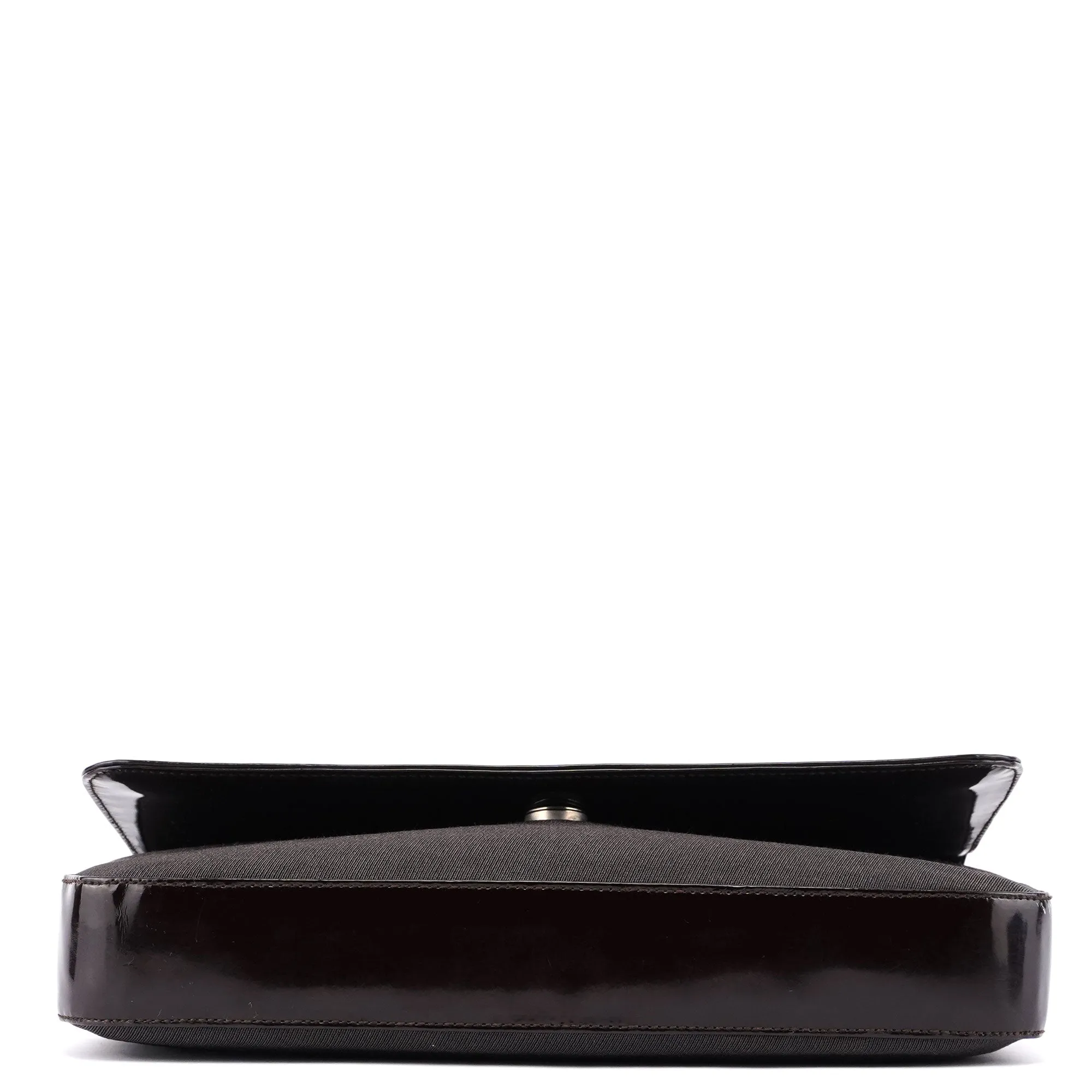 Brown Patent Leather Mesh Shoulder Bag