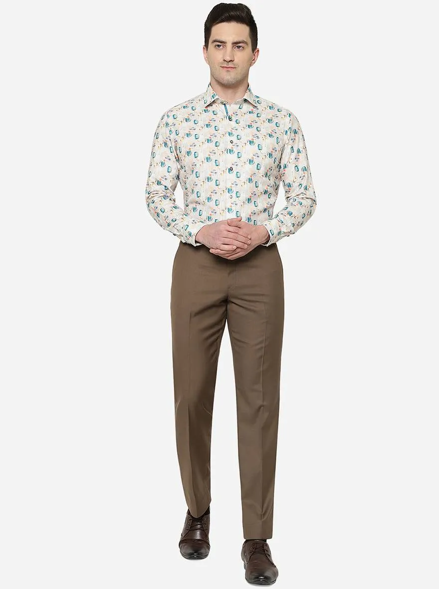 Brown Solid Classic Fit Formal Trouser | JadeBlue