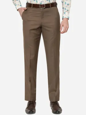 Brown Solid Classic Fit Formal Trouser | JadeBlue