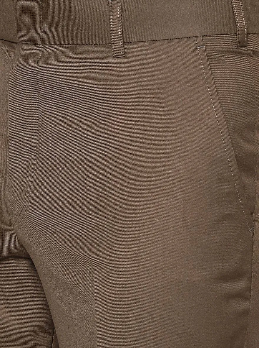 Brown Solid Classic Fit Formal Trouser | JadeBlue