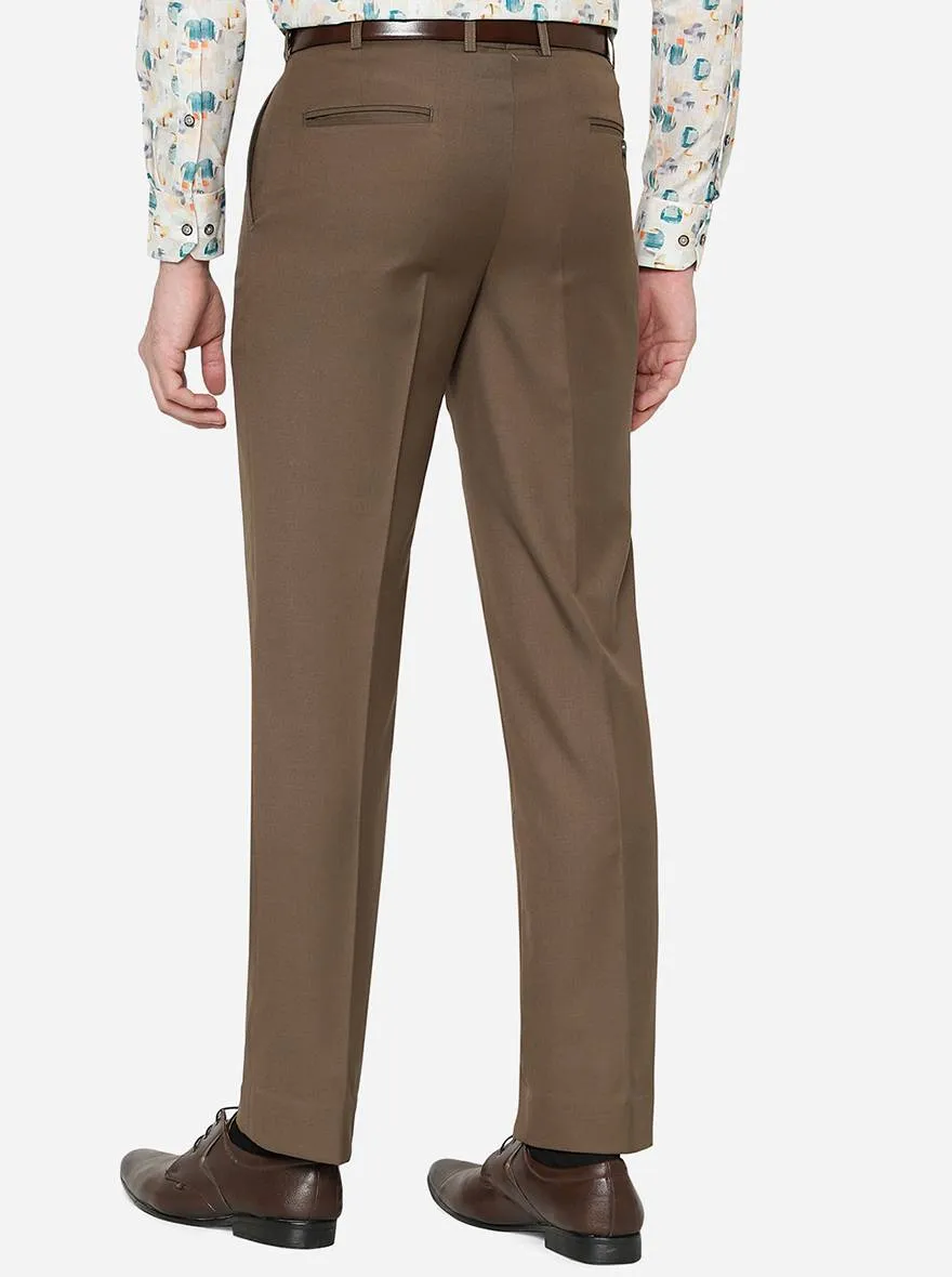 Brown Solid Classic Fit Formal Trouser | JadeBlue