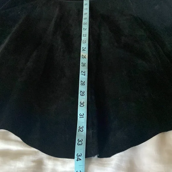 CAbi Suede Leather High Low Fishtail Black Mid Calf Length Skirt, Size 8