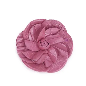Camelia Brooch in Pink Patent Leather