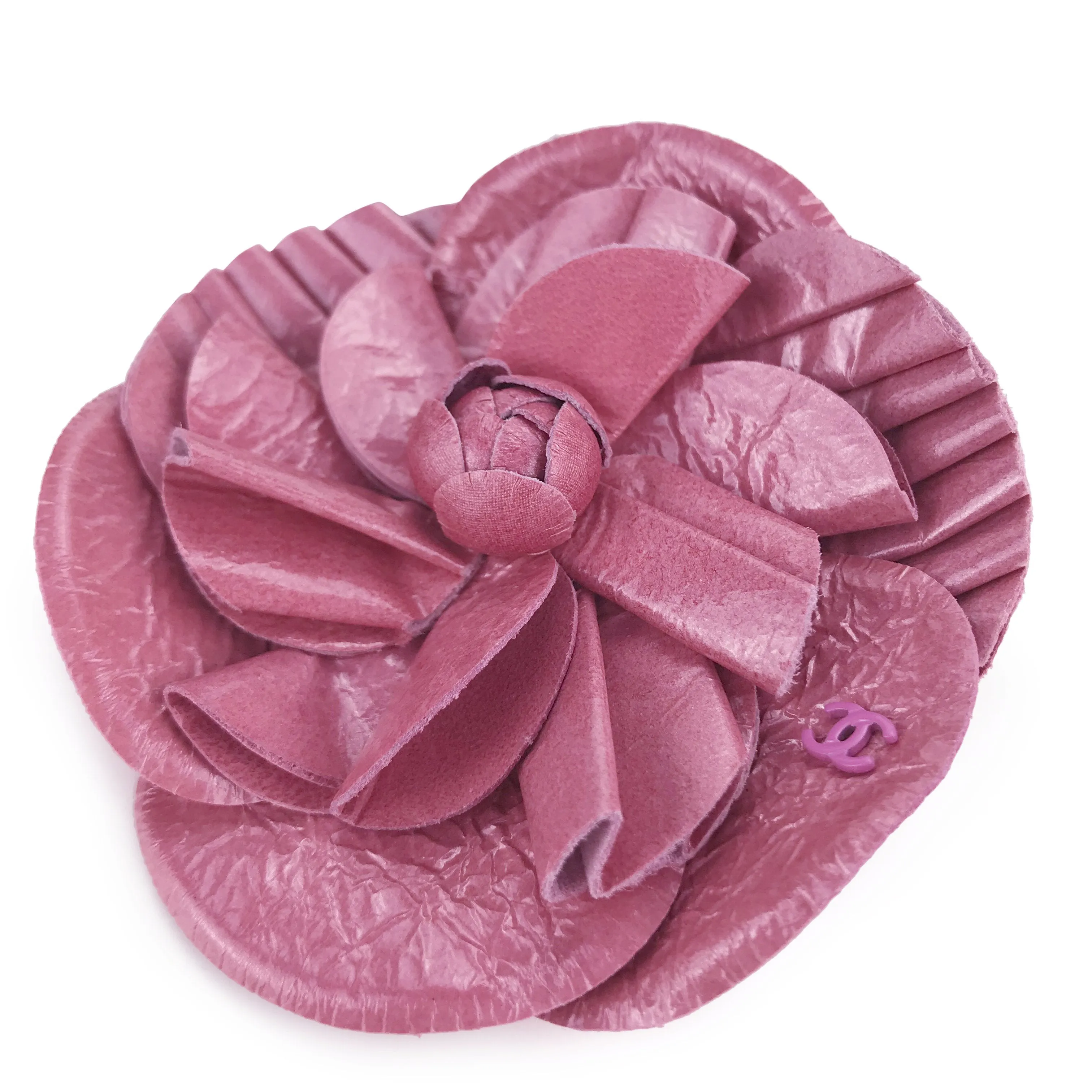 Camelia Brooch in Pink Patent Leather
