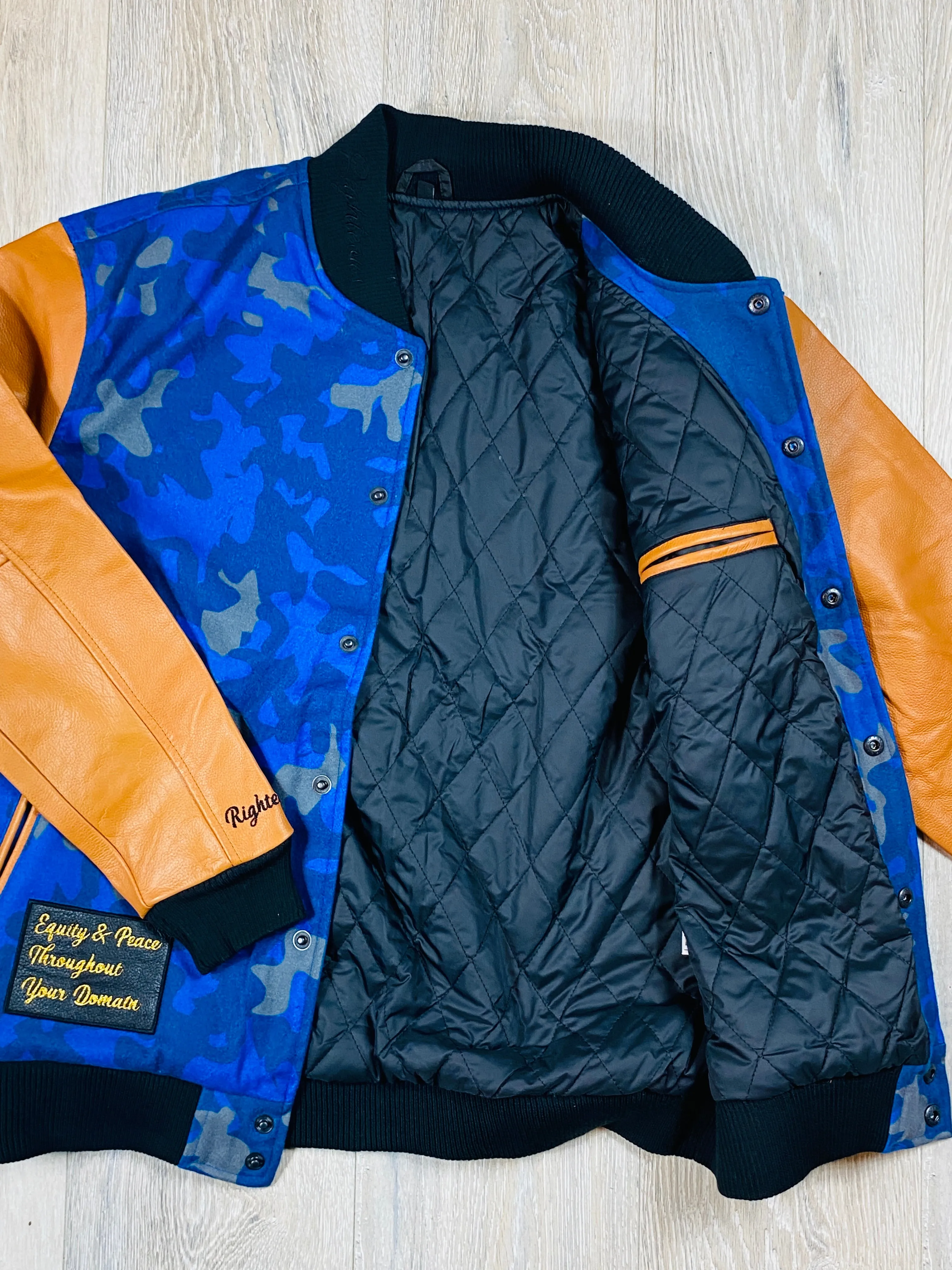 Camouflage Blue/Peanut Varsity Jacket
