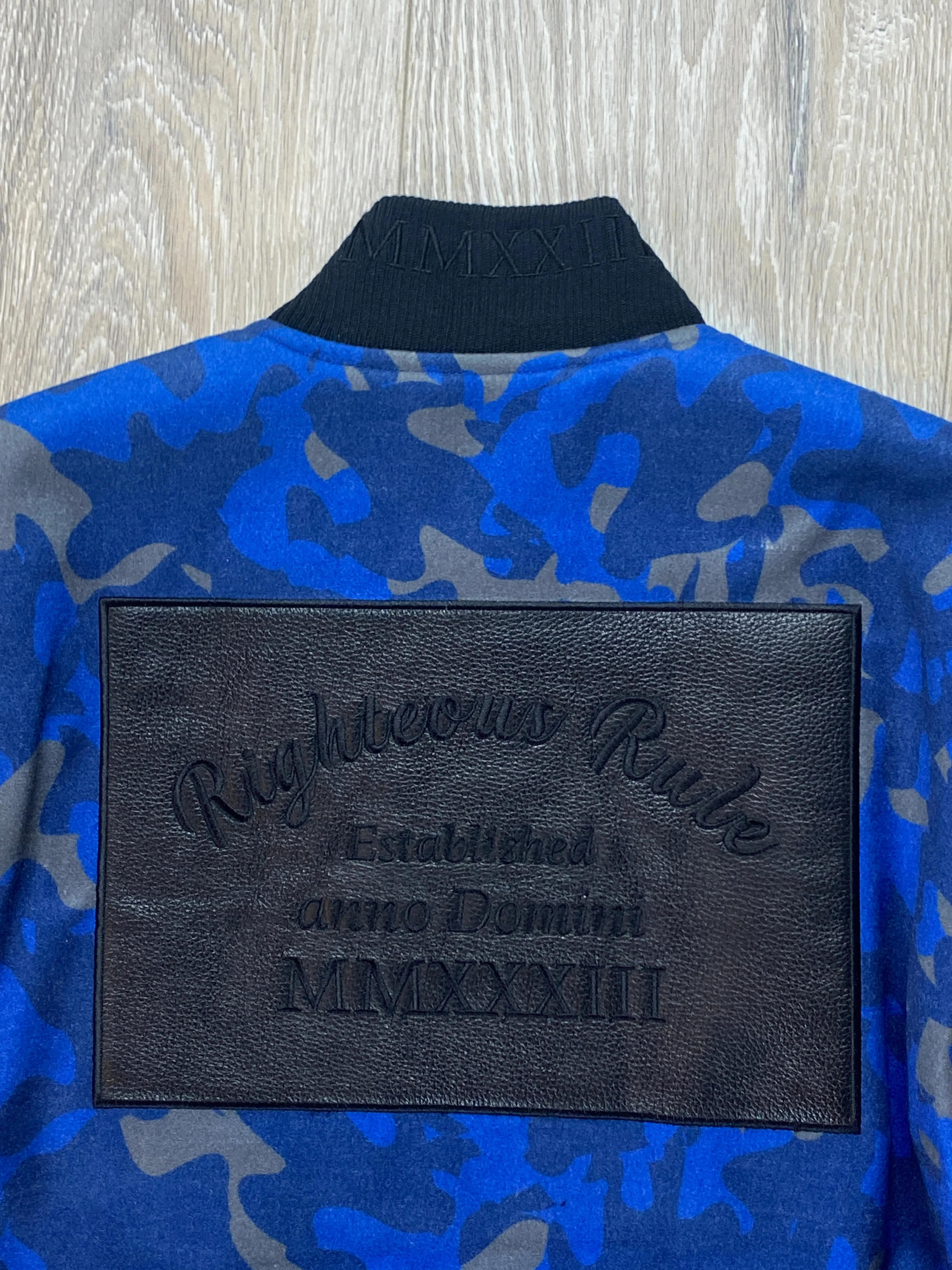 Camouflage Blue/Peanut Varsity Jacket