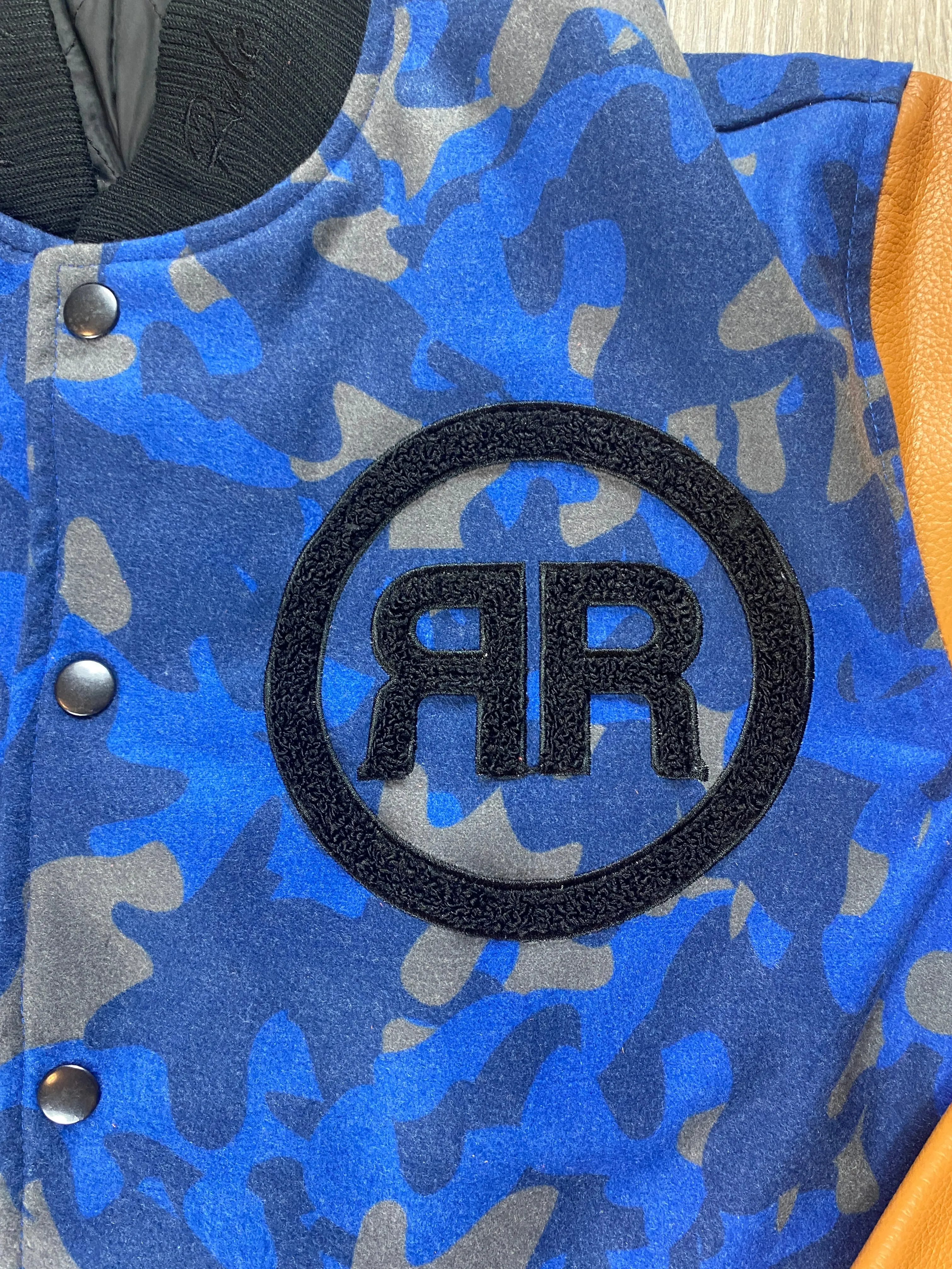 Camouflage Blue/Peanut Varsity Jacket