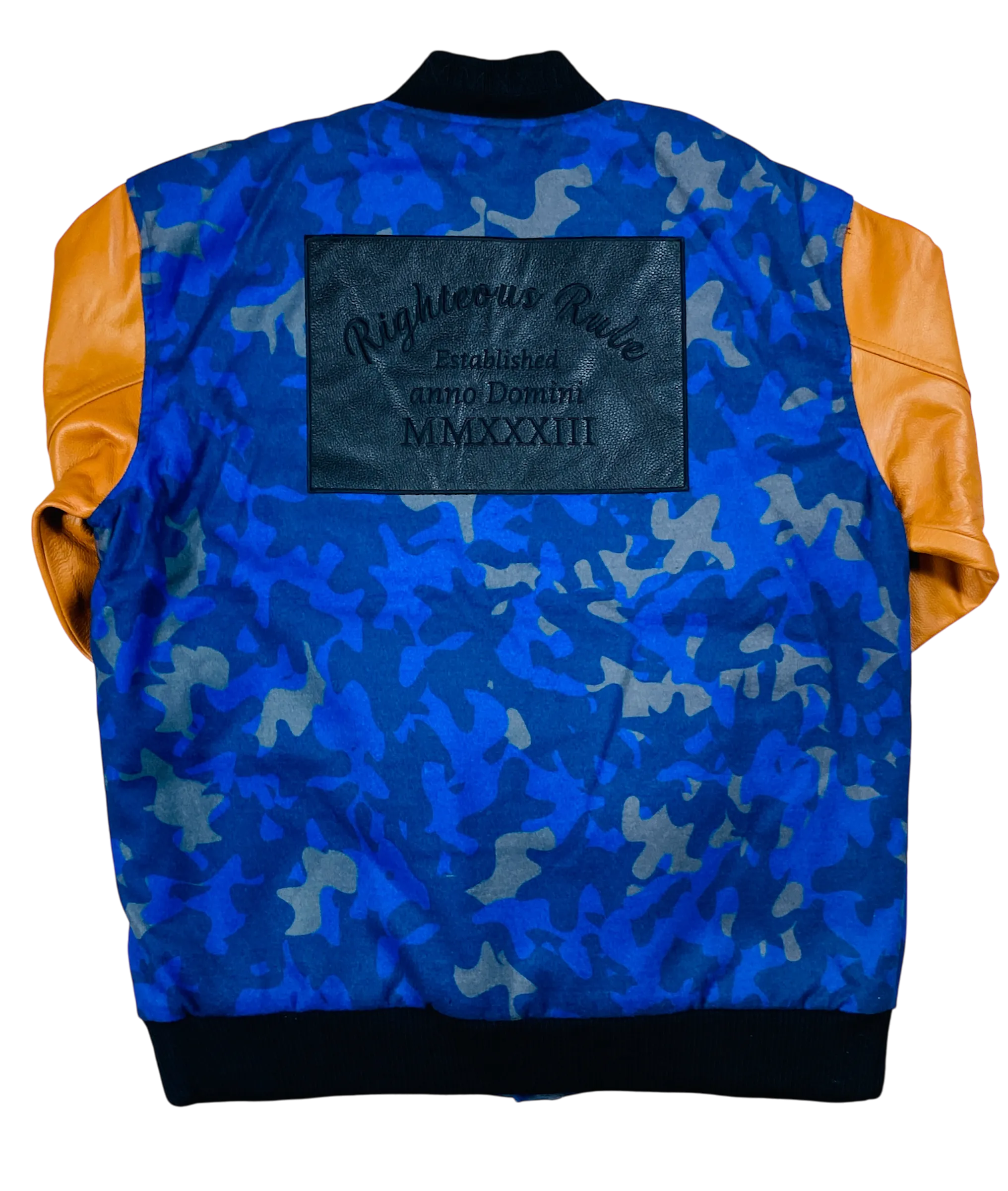 Camouflage Blue/Peanut Varsity Jacket