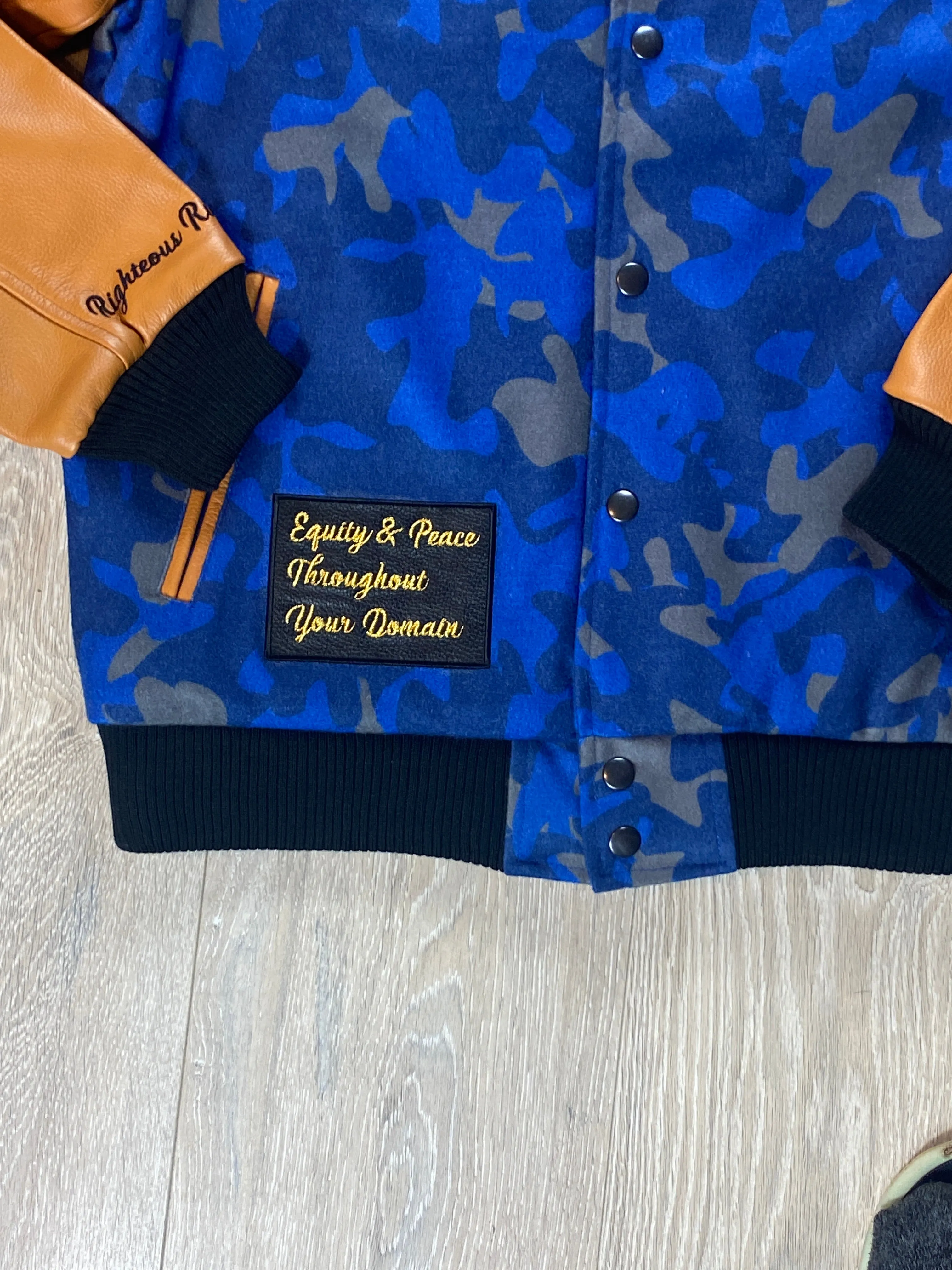 Camouflage Blue/Peanut Varsity Jacket