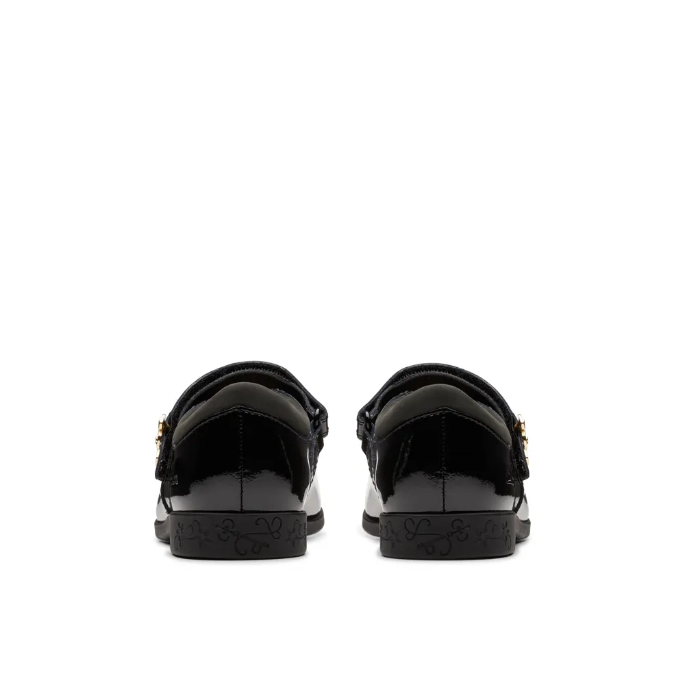 Clarks - Lock Magic K. - Black Patent - School Shoes