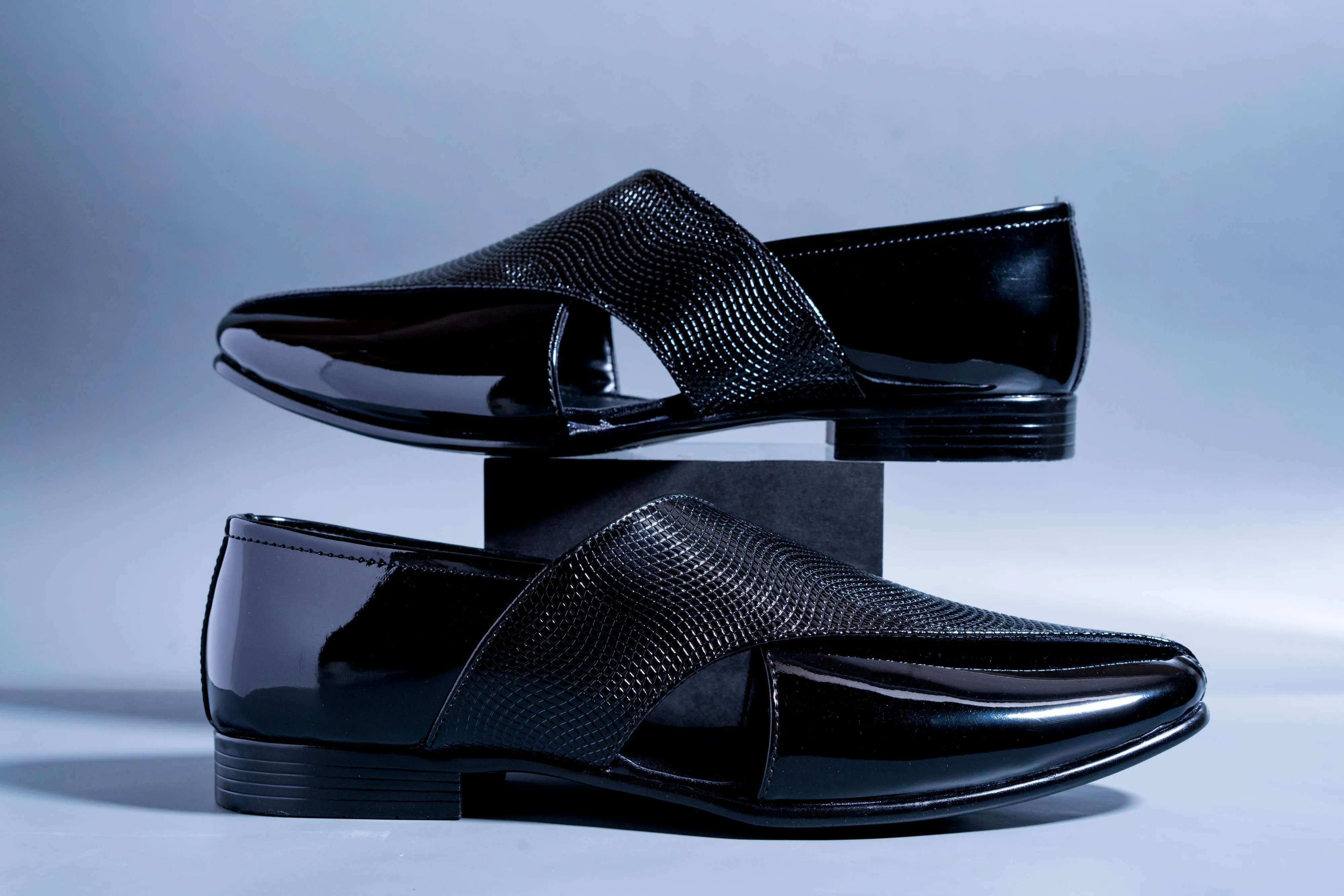 Classic Patent Black Slip Ons With Tassels For Men-JonasParamount